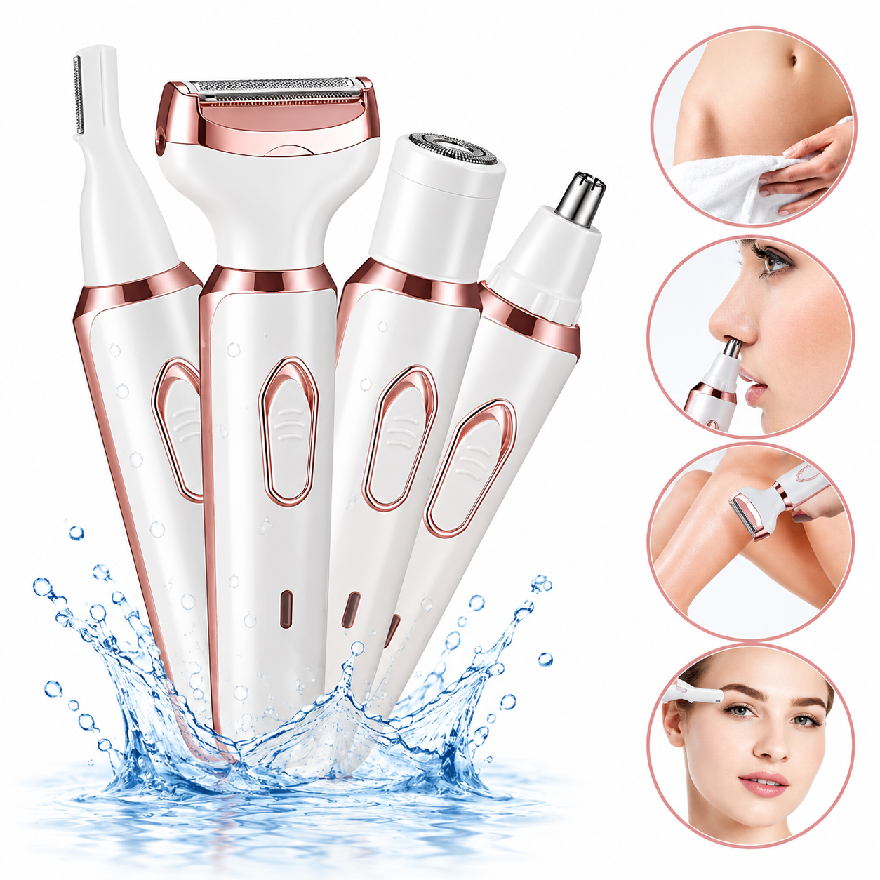 FlorFlex Feminino 4 em 1 | Depilador e Aparador Corporal, Facial e Nariz