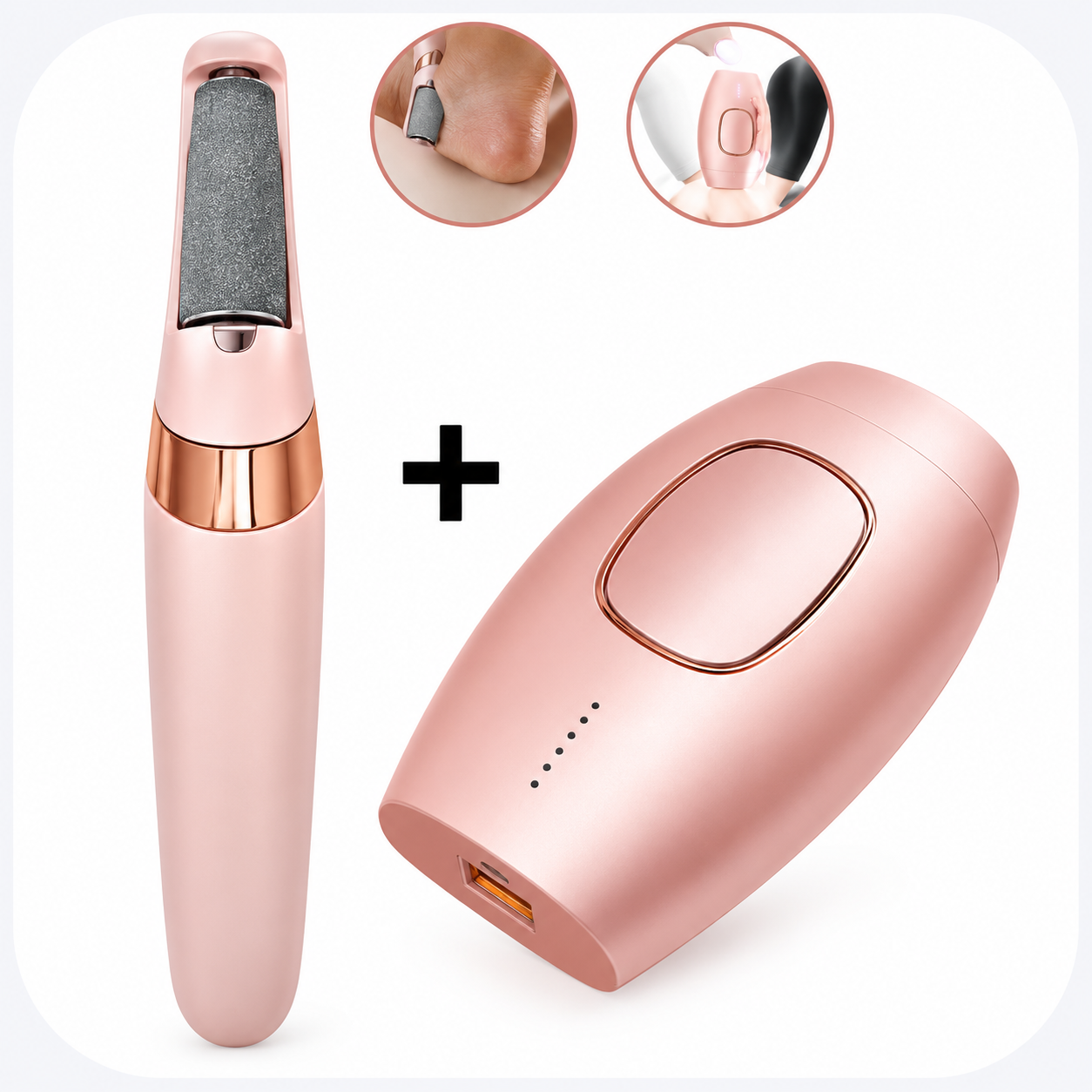 Kit de Cuidados Femininos - Lixador de Pé Elétrico + Depilador Laser - (Cores Sortidas)