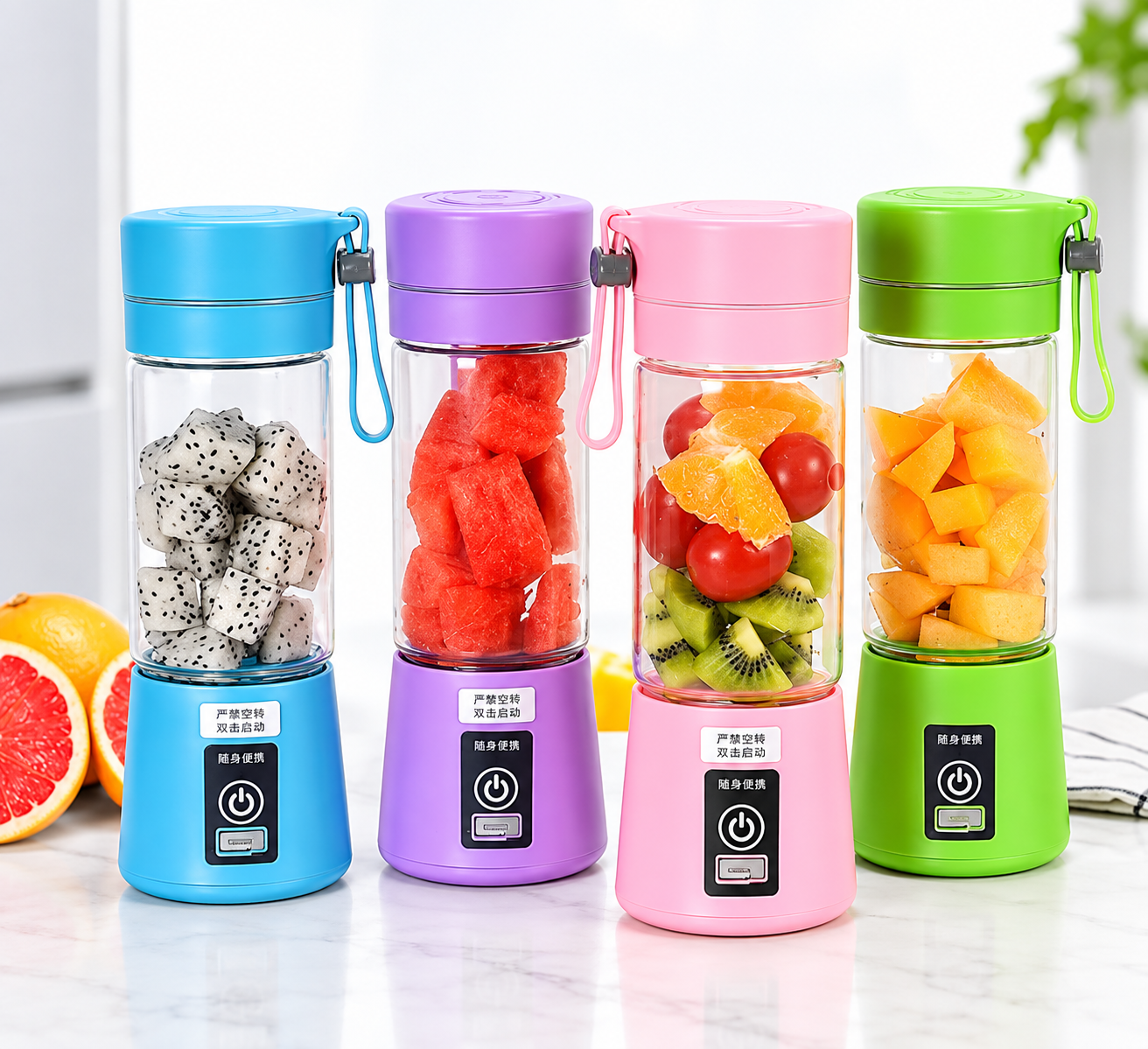 Mini Liquidificador Portátil 6 Lâminas | Shake, Sucos e Vitaminas